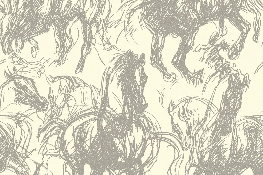 Jalira — Eskiz At Desenli Perdelik Kumaş